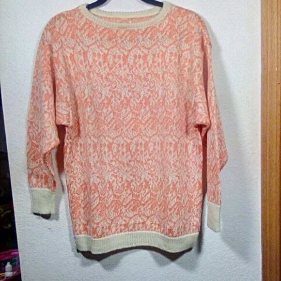 Vintage 90s Streetwear Womens Pastel Orange Longsleeve Knit Sweater Size: M-L - Picture 13 of 13